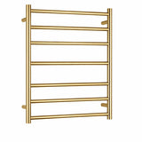 JESS Round 7 Bar Heated Towel Ladder in Brushed Brass 812x620x120mm