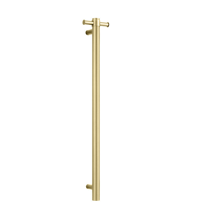 Vertical Heated Towel Bar in Brushed Brass 900mm long