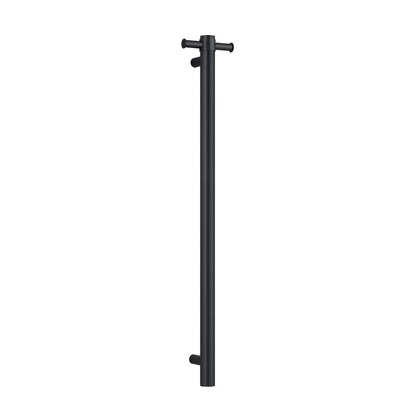 Vertical Heated Towel Bar in Matte Black 900mm long