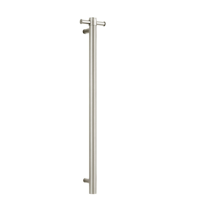 Vertical Heated Towel Bar in Brushed Nickel 900mm long