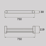 VIVO Double Towel Rail in Chrome 750mm