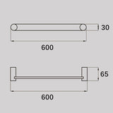 VIVO Single Towel Rail in Gun Metal 600mm