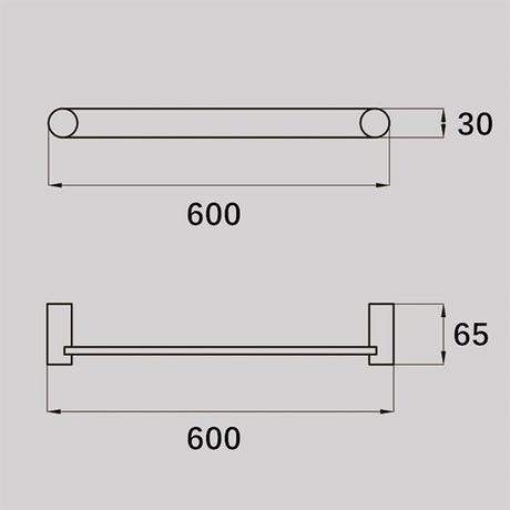 VIVO Single Towel Rail in Brushed Brass 600mm