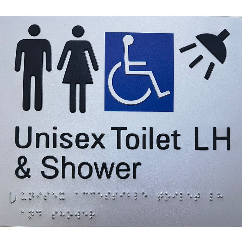LH Unisex Toilet and Shower Sign