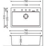 1000x500mm Black Granite Single Bowl Kitchen Sink