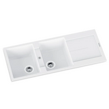 Carysil Double Bowls with Drainer Granite Kitchen Sink White 1160x500mm