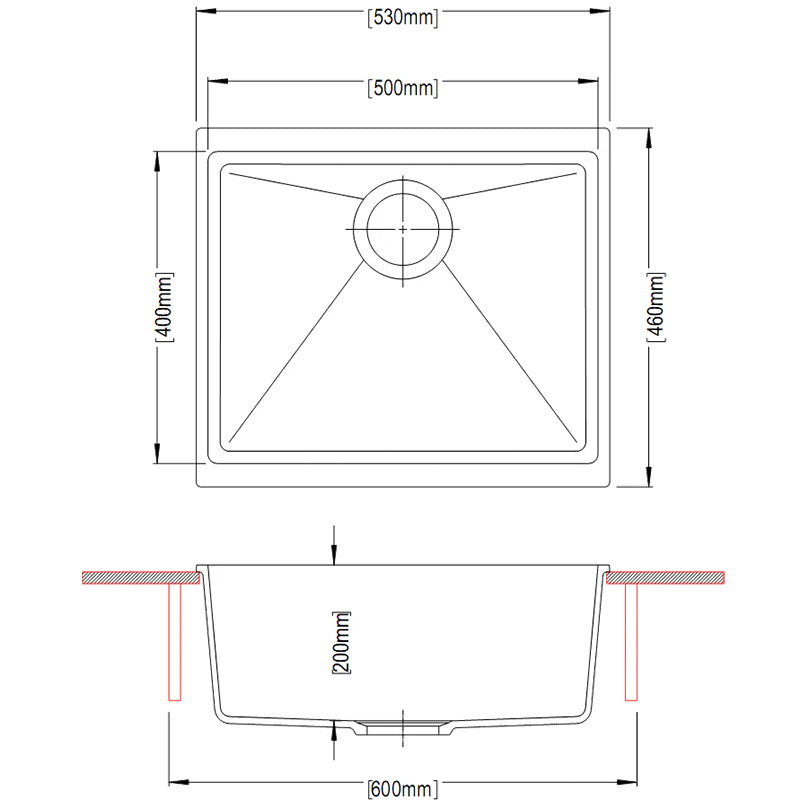 Carysil Enigma 100S Single Bowl Granite Kitchen Sink Black 530x460mm