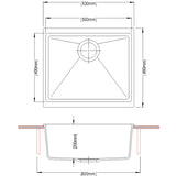 Carysil Enigma 100S Single Bowl Granite Kitchen Sink Black 530x460mm