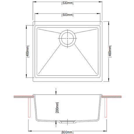 Carysil Enigma 100S Single Bowl Granite Kitchen Sink Black 530x460mm