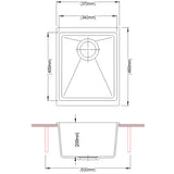 Carysil Enigma 100N Single Bowl Granite Kitchen Sink Black 370x460mm