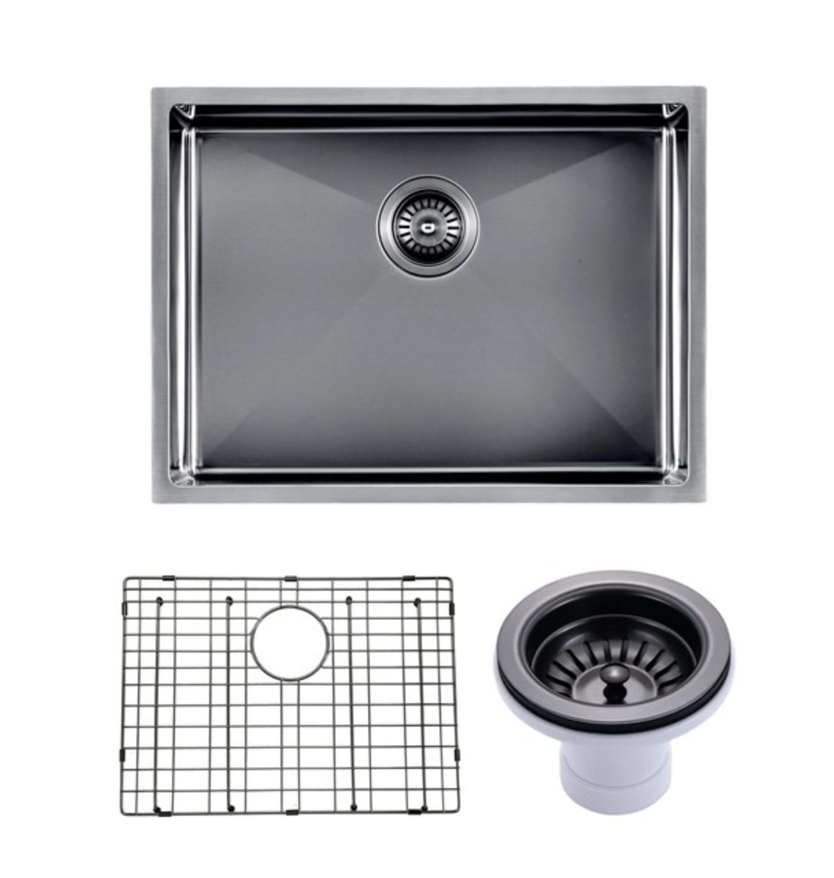 600x450x230mm Gunmetal Stainless Steel PVD Single Bowl Kitchen Sink