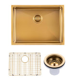 600x450x230mm Brushed Brass Stainless Steel PVD Single Bowl Kitchen Sink