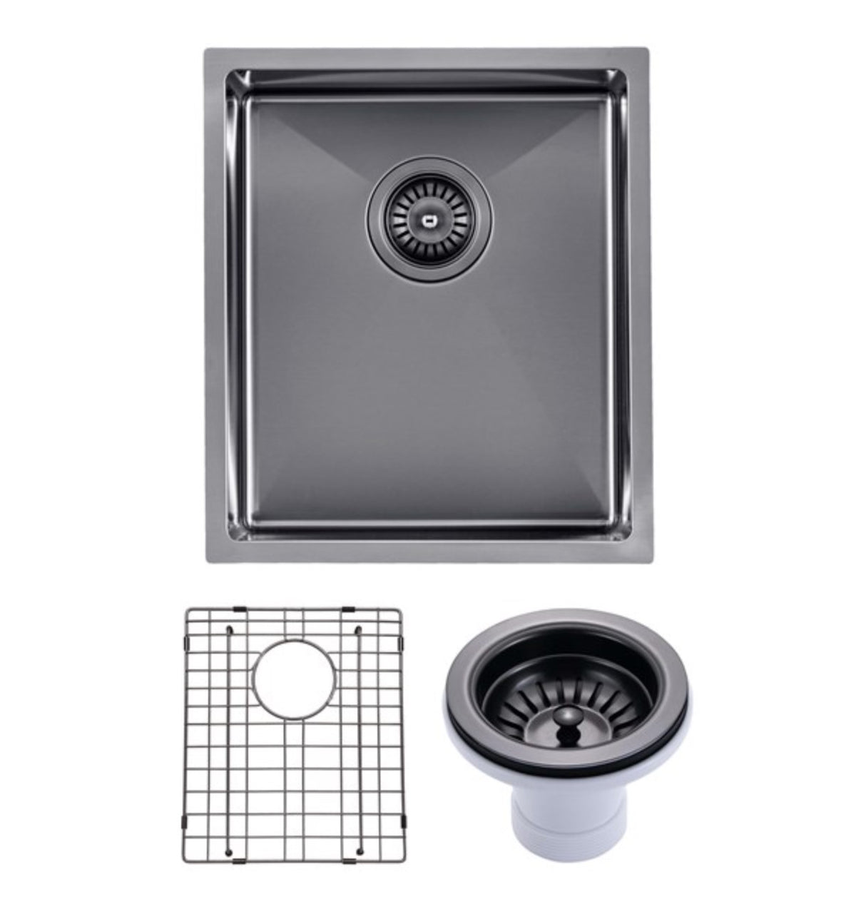 390x450x215mm Gunmetal Stainless Steel PVD Single Bowl Kitchen Sink