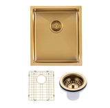 390x450x215mm Brushed Brass Stainless Steel PVD Single Bowl Kitchen Sink