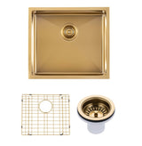 500x440x230mm Brushed Brass Stainless Steel PVD Single Bowl Kitchen Sink