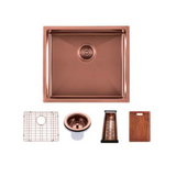 304 Stainless Steel Satin Single Bowl Kitchen Sink(Round Edges,with Bottom Tray) Rose Gold 500x440x230mm