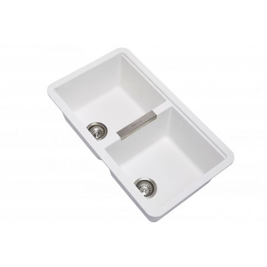 824x481x241mm White Granite Double Bowl Kitchen Sink