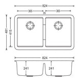 824x481x241mm White Granite Double Bowl Kitchen Sink