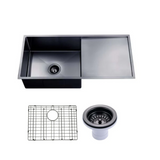 304 Stainless Steel PVD Coating Single Bowl Kitchen Sink(Round Edges) Gun Metal Grey 960x450x230mm