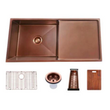 304 Stainless Steel Hand-made Single Bowl Kitchen Sink(Round Edges) Rose Gold 960x450x230mm