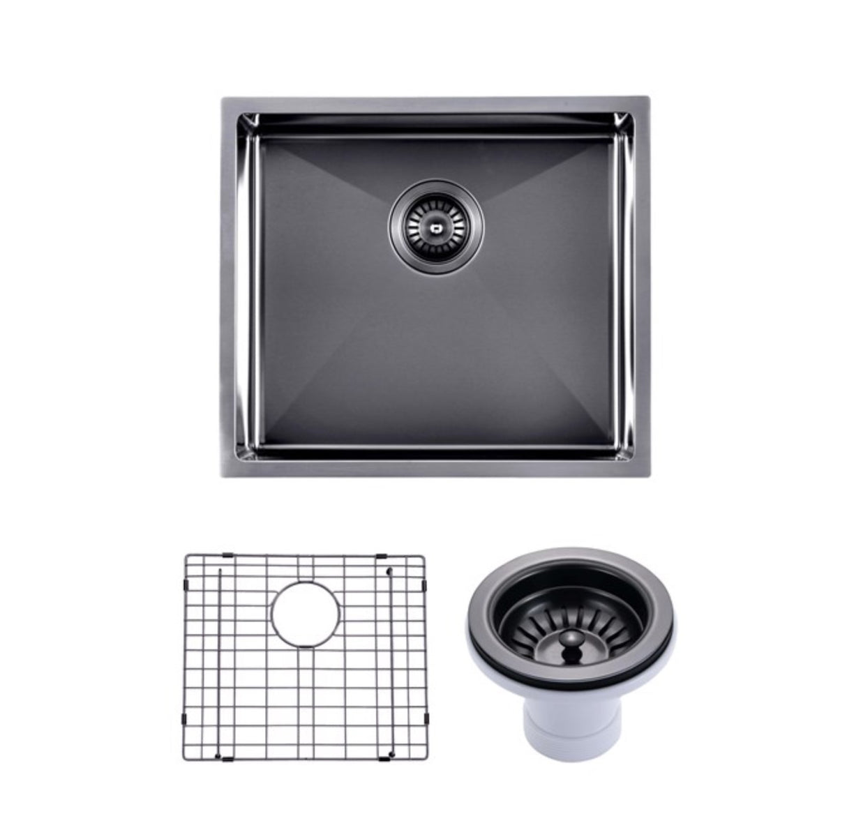 440x440x205mm Gunmetal Stainless Steel PVD Single Bowl Kitchen Sink