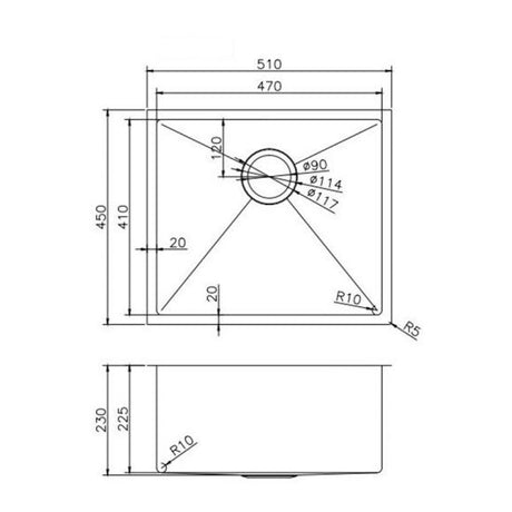 510x450x230mm Gunmetal Stainless Steel PVD Single Bowl Kitchen Sink