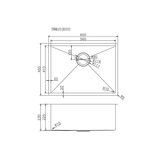 304 Stainless Steel Hand-made Single Bowl Kitchen Sink(Round Edges) Chrome 600x450x230mm