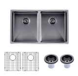 820x457x230mm Gunmetal Stainless Steel PVD Double Bowl Kitchen Sink