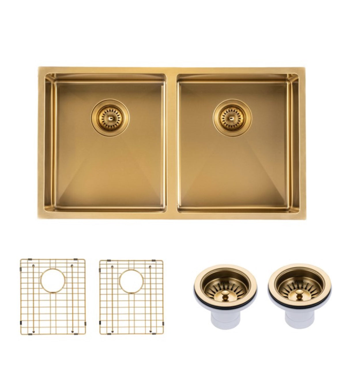 770x450x215mm Brushed Brass Stainless Steel PVD Double Bowl Kitche Sink