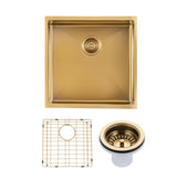 440x440x205mm Brushed Brass Stainless Steel PVD Single Bowl Kitchen Sink