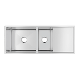 305 Stainless Steel Hand-made Double Bowl Kitchen Sink(Round Edges) (with Drainer) Chrome 1160x460x230mm