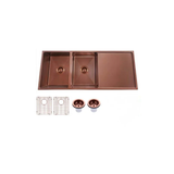 304 Stainless Steel PVD Coating Double Bowl Kitchen Sink(Round Edges) (with Drainer) Rose Gold 1160x460x230mm