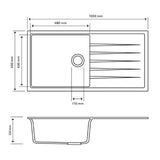 1000x500mm Concrete Grey Granite Single Bowl Kitchen Sink