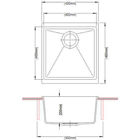 Carysil Enigma 100M Single Bowl Granite Kitchen Sink Black 430x460mm