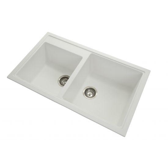 860x500x200mm Concrete Grey Granite 1 & 3/4 Bowl Kitchen Sink