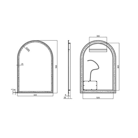 Tasman LED Mirror Chrome Frame 610x900mm