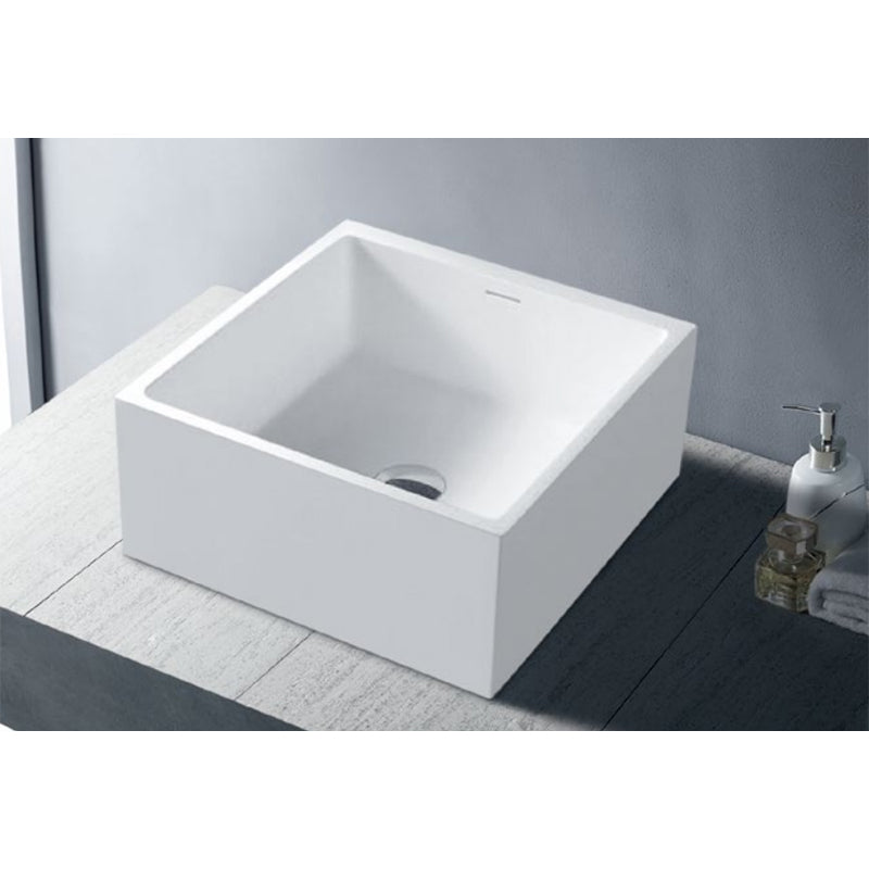 Solid Surface Basin Series Titus Above Counter Gloss White 410x400x180mm