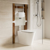 BELLA Rimless In Wall Cistern Toilet Suite Chrome Round Button