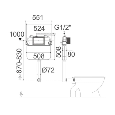 BRAVO Rimless In Wall Cistern Toilet Suite Brushed Nickel Round Button