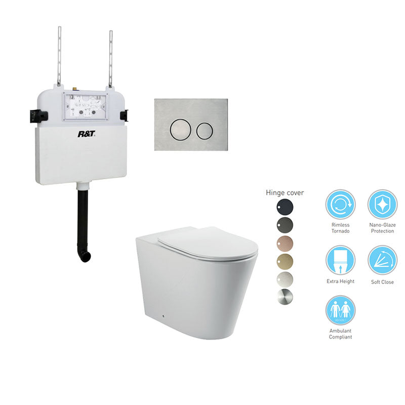 BELLA In-Wall Toilet Suite with Brushed Nickel Button