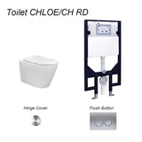 CHLOE Rimless In Wall Cistern Toilet Suite Wall Hung Pan R&T Cistern Chrome Round Button