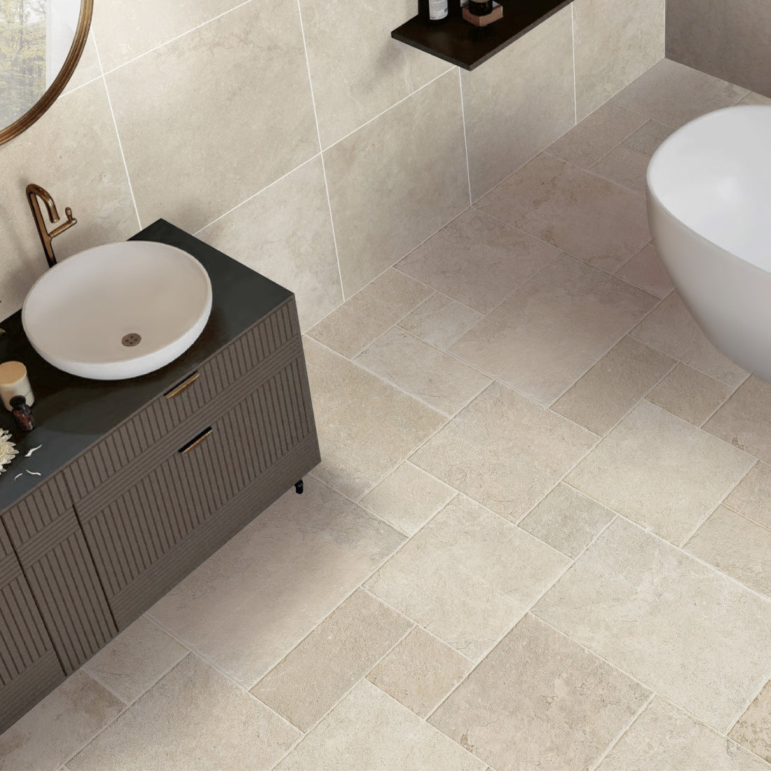 Travertino Lux Bianco Matt 600x600