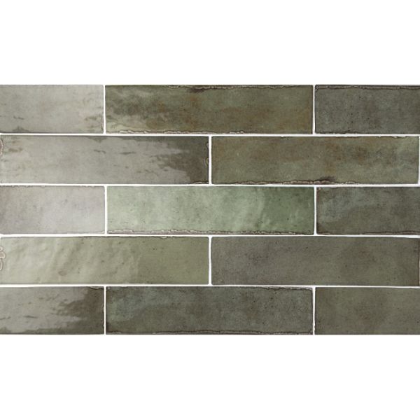 Tribeca Sage Green Gloss Subway 60x246mm