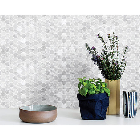 TUSCANY CARRARA LARGE HEXAGON MOSAIC 312x292