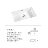Ceramic Basin Series Under Counter Gloss White 525x335x175mm