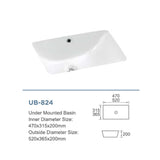 Ceramic Basin Series Under Counter Gloss White 520x365x200mm