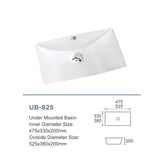 Ceramic Basin Series Under Counter Gloss White 525x380x200mm