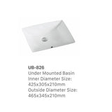 Ceramic Basin Series Under Counter Gloss White 465x345x210mm