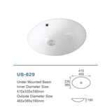 Ceramic Basin Series Under Counter Gloss White 465x385x190mm