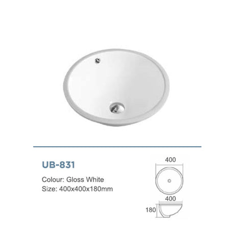 Ceramic Basin Series Under Counter Gloss White 400x400x180mm
